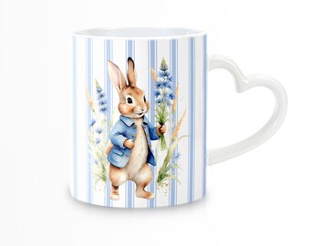 Chinoiserie Heart Handle Coffee Mug | Easter Gift | Peter Rabbit | Mother's Day Gift