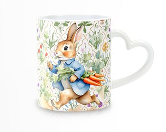 Chinoiserie Heart Handle Coffee Mug | Easter Gift | Peter Rabbit | Mother's Day Gift