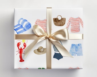 East Coastal Wrapping Paper | Birthday Gift Wrap | Beach Gift |  Gift for her