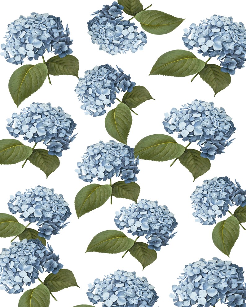 Blue Hydrangea Wrapping Paper Chinoiserie Gift Wrap | Etsy