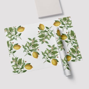 Mantel individual de papel con diseño de limón / Manteles individuales de primavera / Mantel individual desechable / Decoración de mesa de primavera