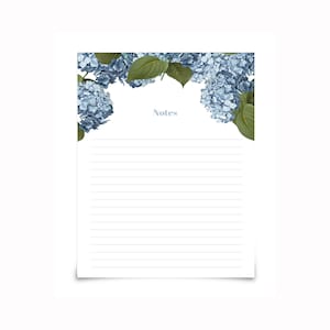 Bloc de notas personalizado grande / Bloc de notas personalizado / Papelería personalizada / Bloc de notas personalizado para profesores / Bloc de notas de hortensias /