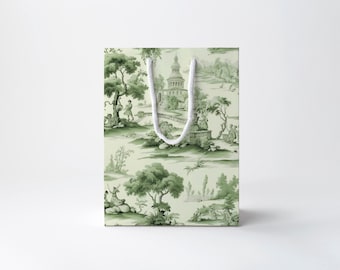 Green Toile Gift Bag
