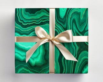 Malachite Gift Wrap, Malachite Wrapping Paper, Birthday Gift, Christmas Wrapping Paper, Abstract Print, Gift for her, Engagement Gift