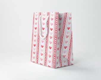 Hearts and Stripes Valentines Gift Bag | Galentines Gift