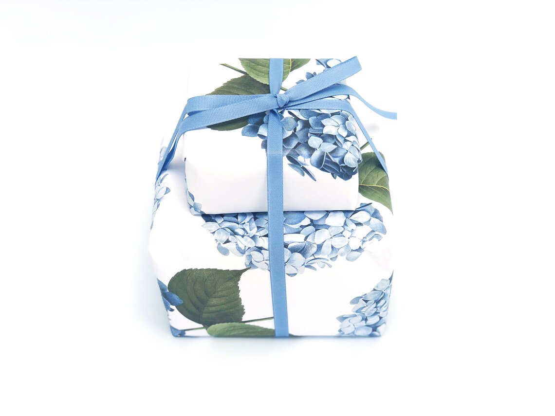 Blue Hydrangea Wrapping Paper Chinoiserie Gift Wrap | Etsy