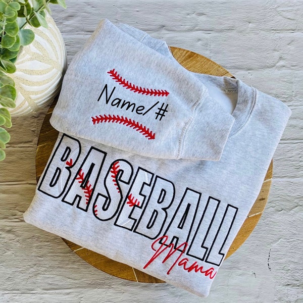 Baseball Mama Sweatshirt | Embroidered Mom Sweatshirt | Baseball Mom Shirt | Personalized Baseball Sweatshirt | Baseball Hoodie