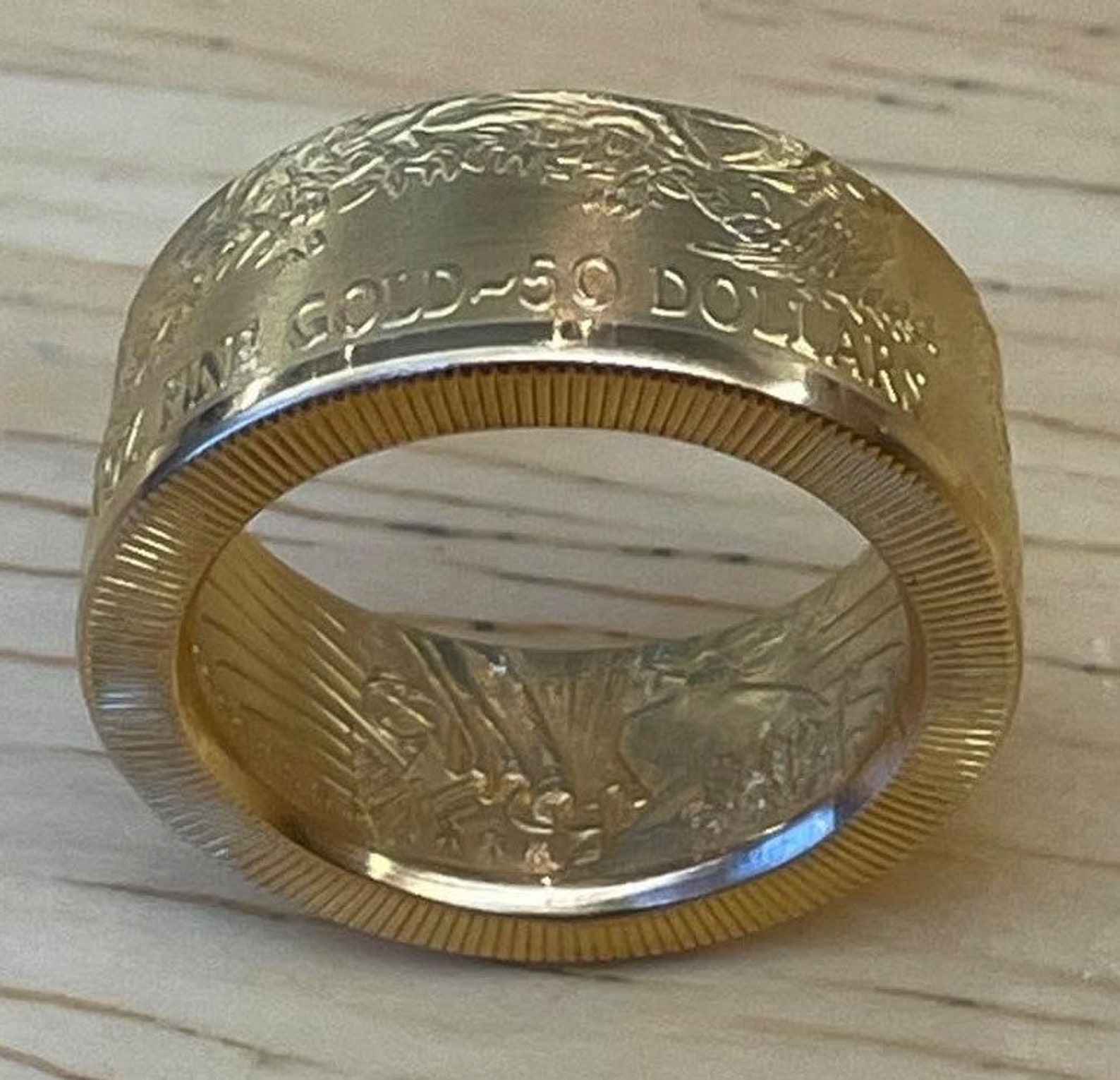 Gold Coin Ring From 22K 1 Oz Gold Eagle Coin Etsy