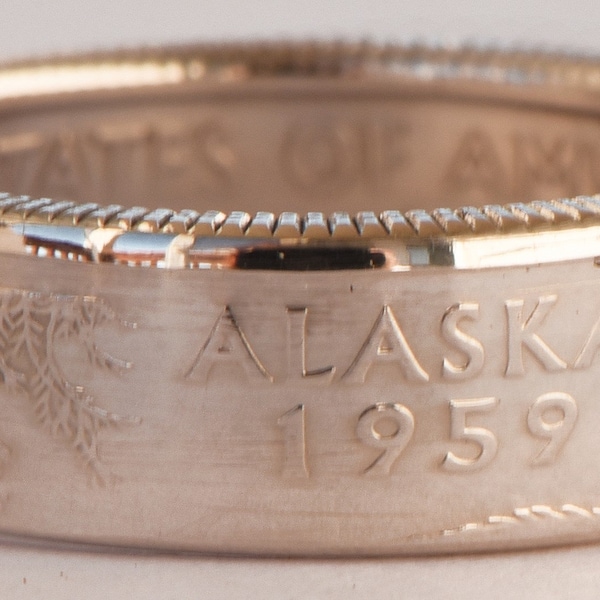 SILVER COIN RING from Alaska 90% Silver Proof Quarter