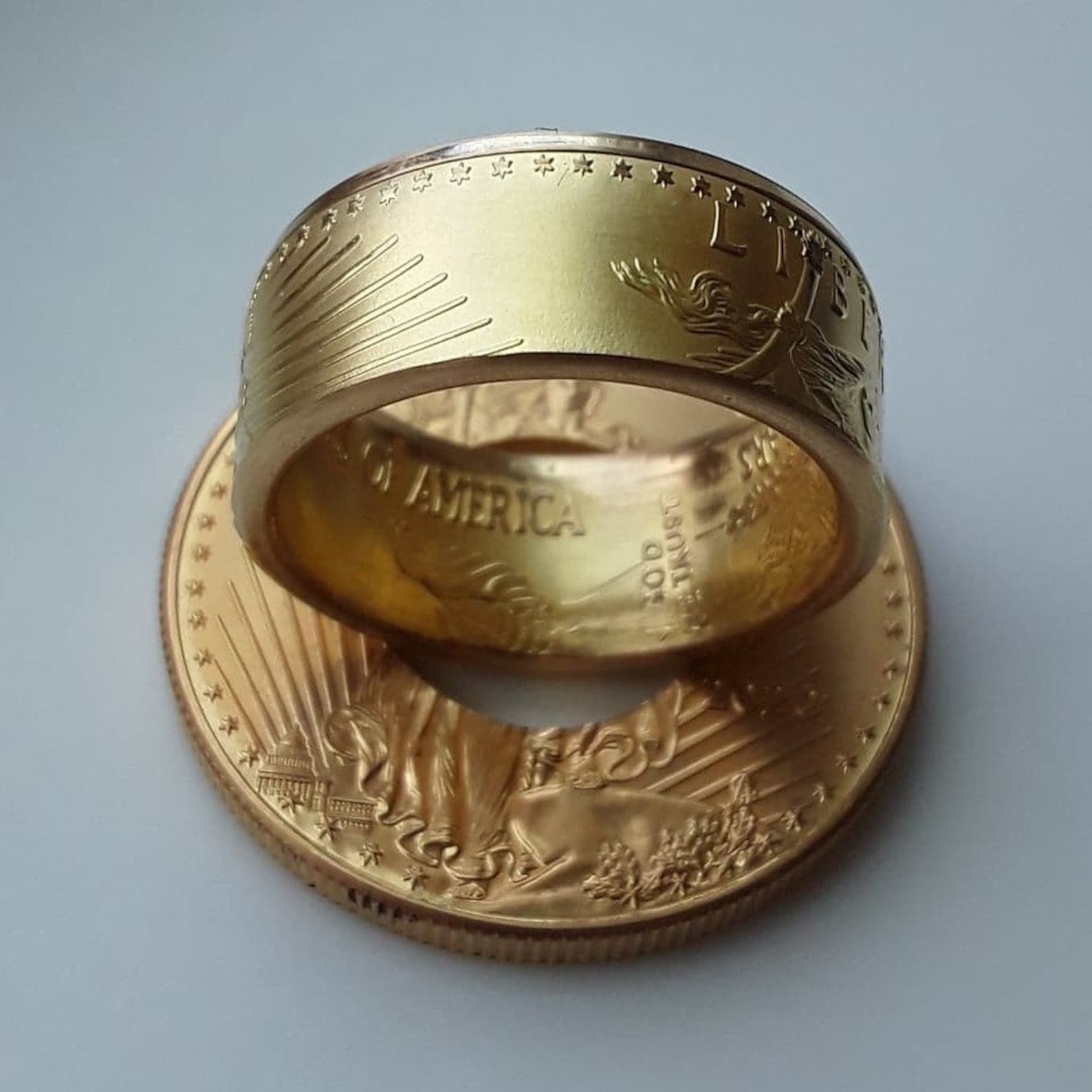 Gold Coin Ring From 22K. 1 Oz. Gold Eagle Etsy