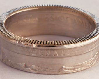 Silver Coin Ring - Denali Park Alaska silver quarter coin rings