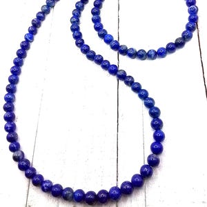 Genuine -Lapis -blue -Beaded -Necklace- -handmade -natural -gem -jewelry