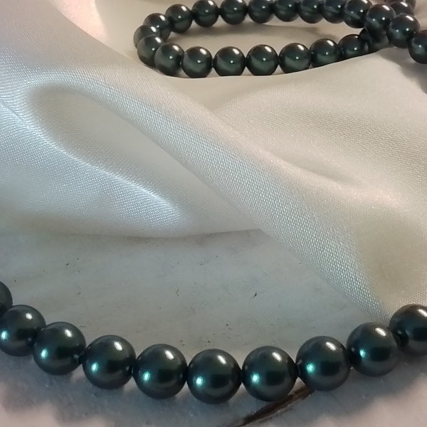 Rare teal pearl necklace tahitian color necklace , bridemaid's gift,colored pearl necklace.