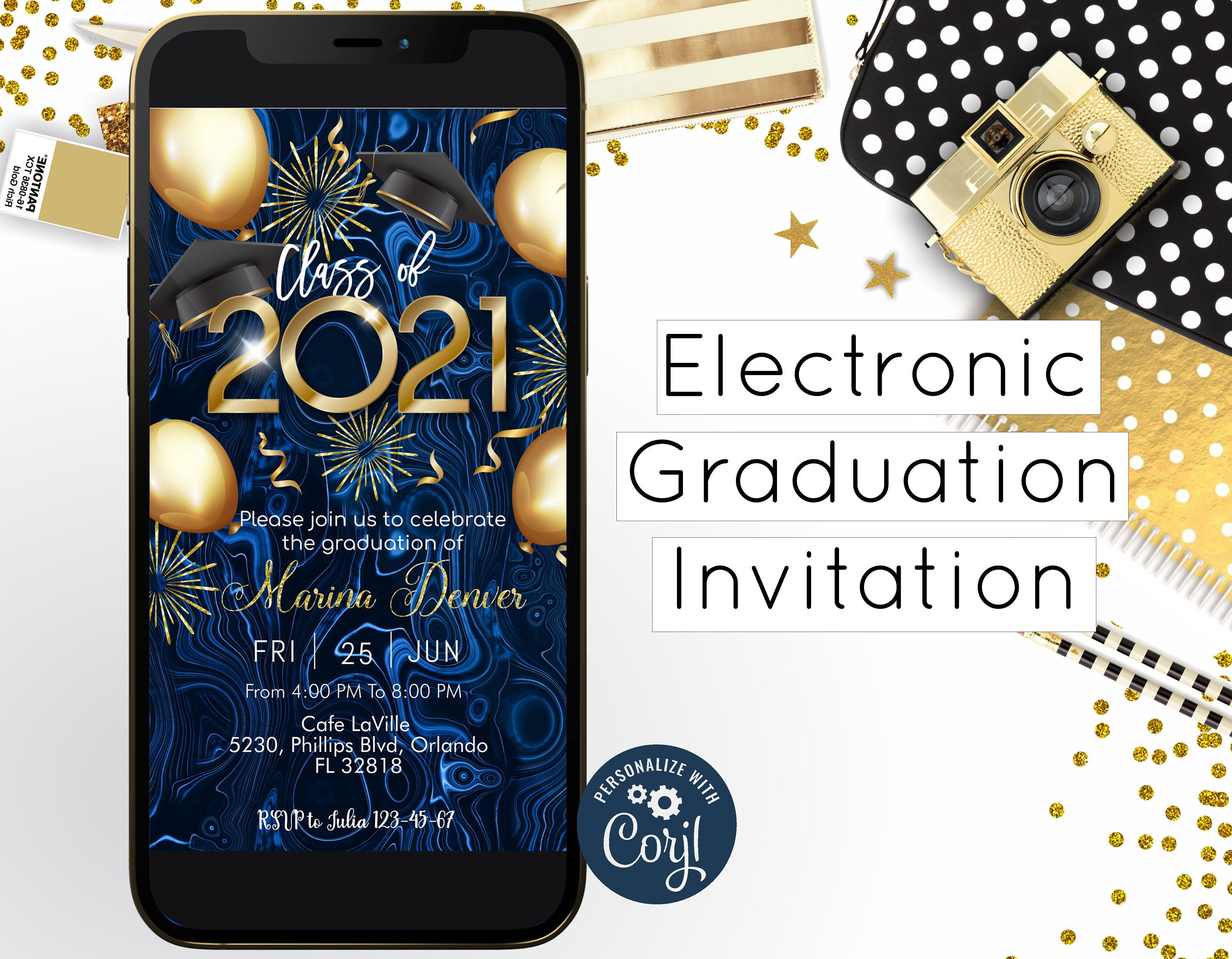 Graduation Electronic Invitation Editable Template Invite Etsy