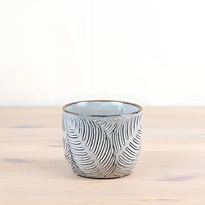 Etsy - Plantasiahouseplants Gray Embossed Leaf Ceramic Planter 11Cm | Botanical Home Decor Plant Pot
