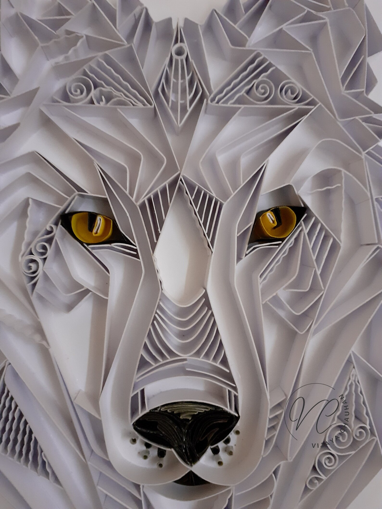 Quilled Wolf Wall Hanging Handmade Geometric Paper Art Etsy