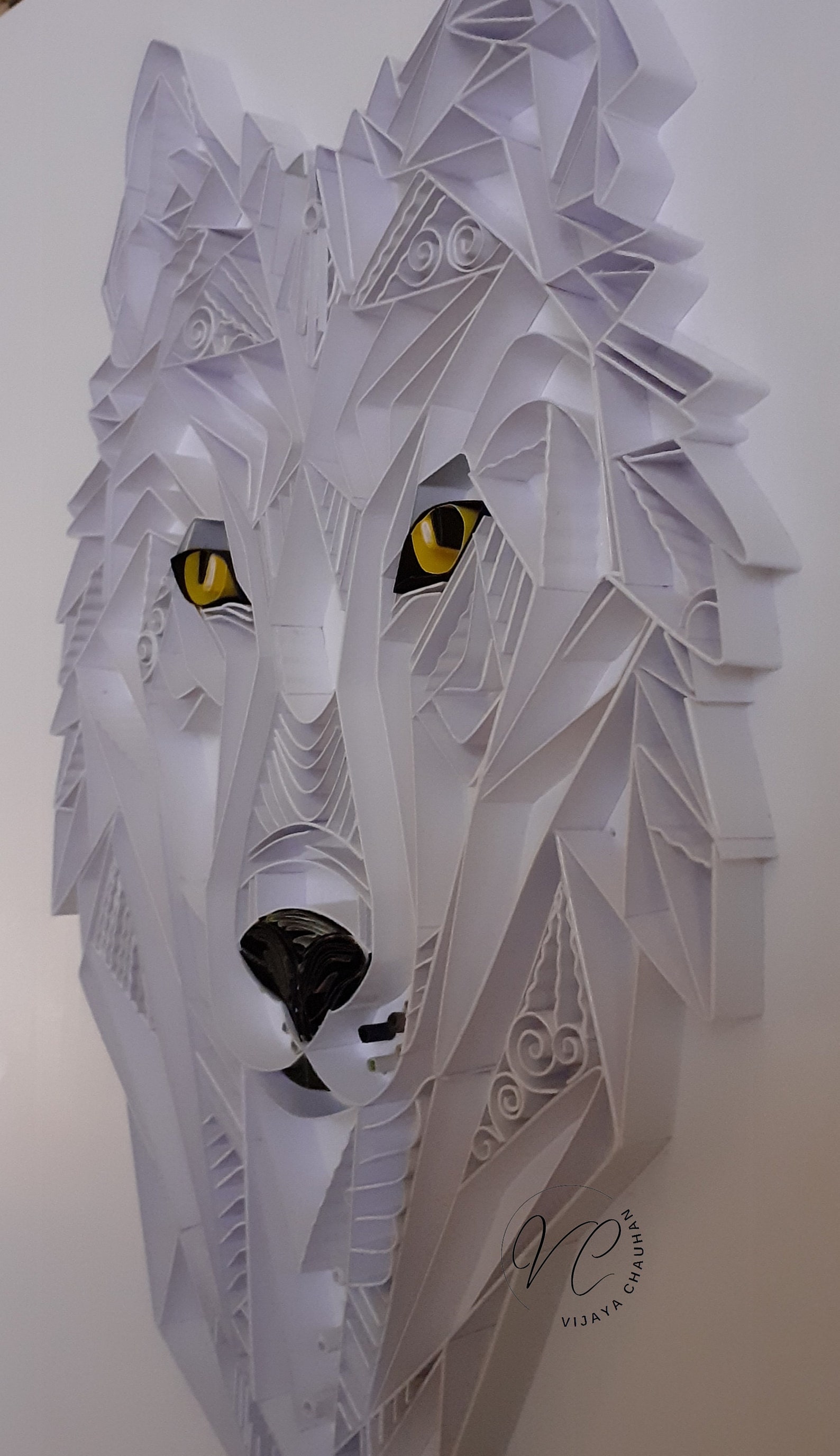 Quilled Wolf Wall Hanging Handmade Geometric Paper Art Etsy