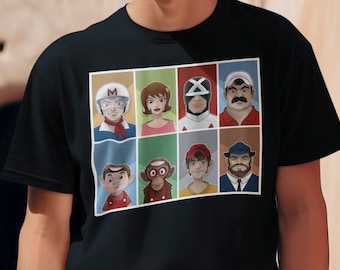 Speed Racer Family and Friends T-Shirt Mens White or Black Gildan