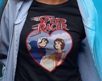 Speed Racer & Trixie Heart Valentines Day T-shirt Gildan Black or White