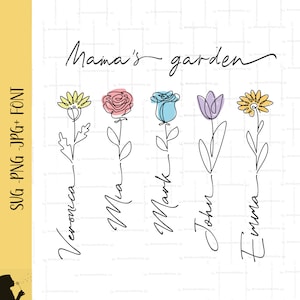 Mamas Garten Schmuck Png Muttertagsgeschenk Benutzerdefinierte Namen Blumen Bedrucktes Geschenk für Mama Benutzerdefinierter Name personalisiertes Mamageschenk-Shirt