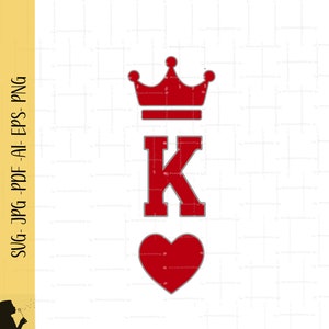 King Of Hearts Svg Png Cadeau voor hem Koning Rode speelkaart Svg King Hearts Shirt Png Svg Cut-bestand voor circuit King Of Hearts speelkaart Png
