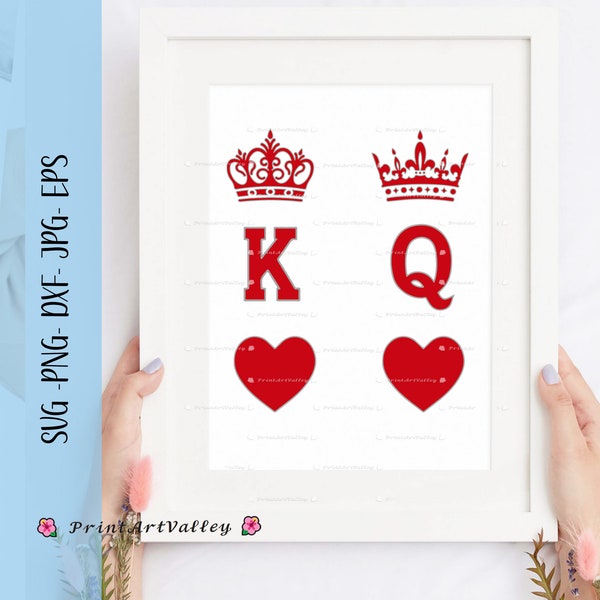 King and Queen Svg King of Hearts Svg Queen of Hearts Svg Playing Card Svg King Queen Svg Couples Shirt Svg