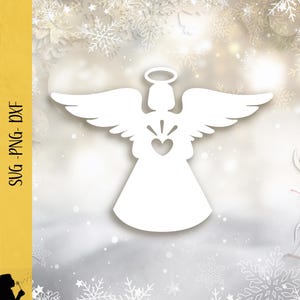 Angel SVG Wings Christmas Angel Ornament Dxf Cut File Png Angel Silhouette Clip Art Religious Angel  Cricut for Laser Cutting Holiday Decor