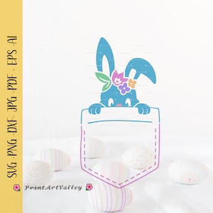 Bunny In A Pocket Svg Shirt Peek A Boo Bunny Kids Shirt Funny Bunny Shirt SVG Rabbit Easter Png Rabbit Peeking Bunny Face Svg Dxf Bunny