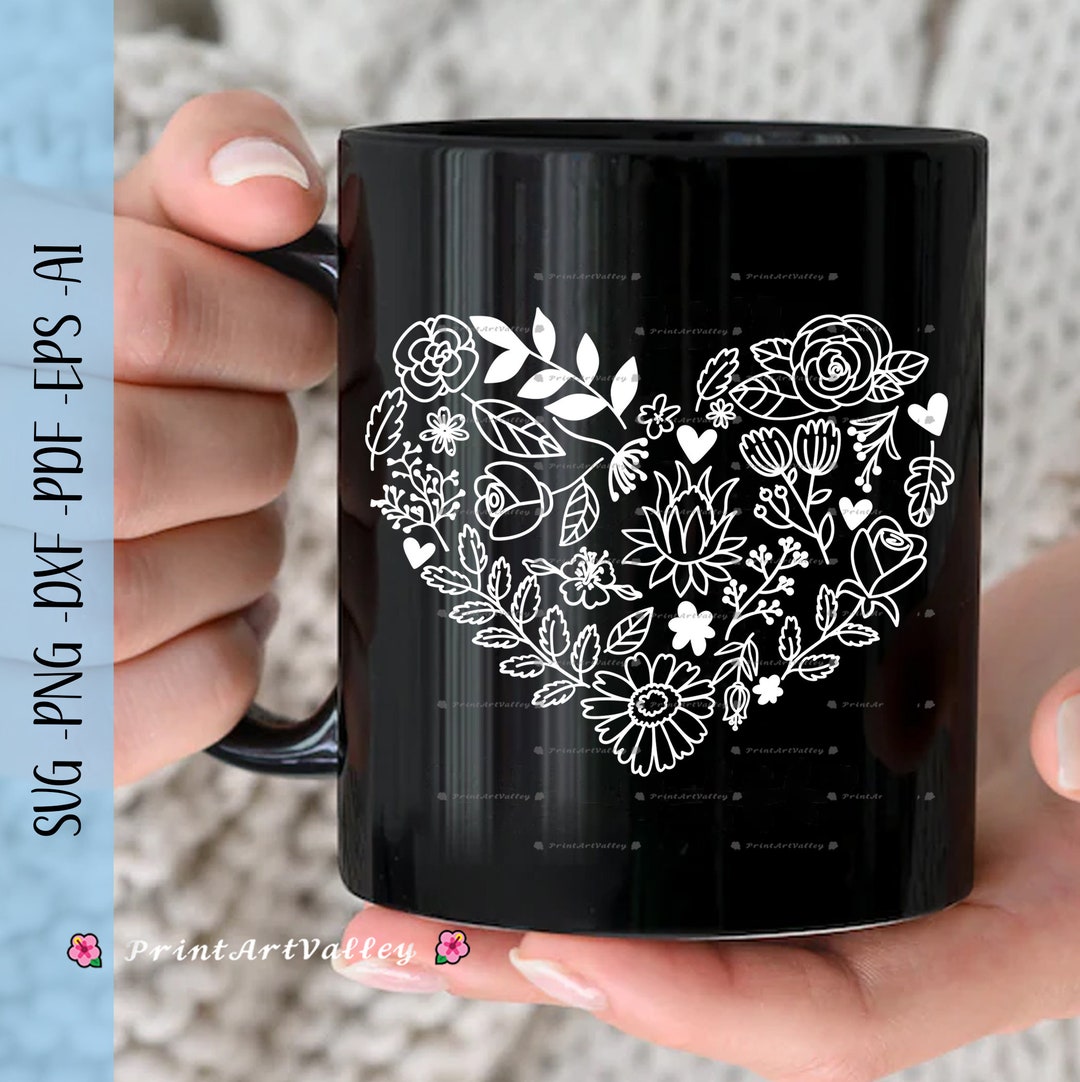Flower Heart SVG, Floral Heart Svg, Heart Wreath Svg, Floral Heart Svg ...