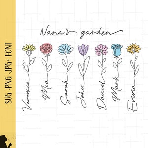 Nana's GartenSvg Png Blume Name Benutzerdefinierte Png MuttertagsgeschenkSvg personalisiertes Geschenk für Oma svg personalisierte Namen Nana's Geschenk Shirt