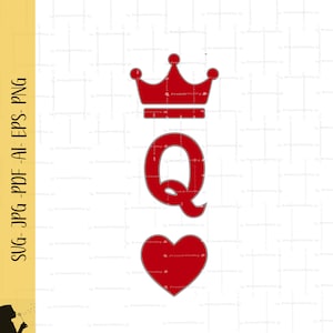 Regina di cuori Svg Png regalo per la sua regina carta da gioco Svg Regina di cuori camicia Png File di taglio in formato Svg per Circut Queen carta da gioco Svg Png