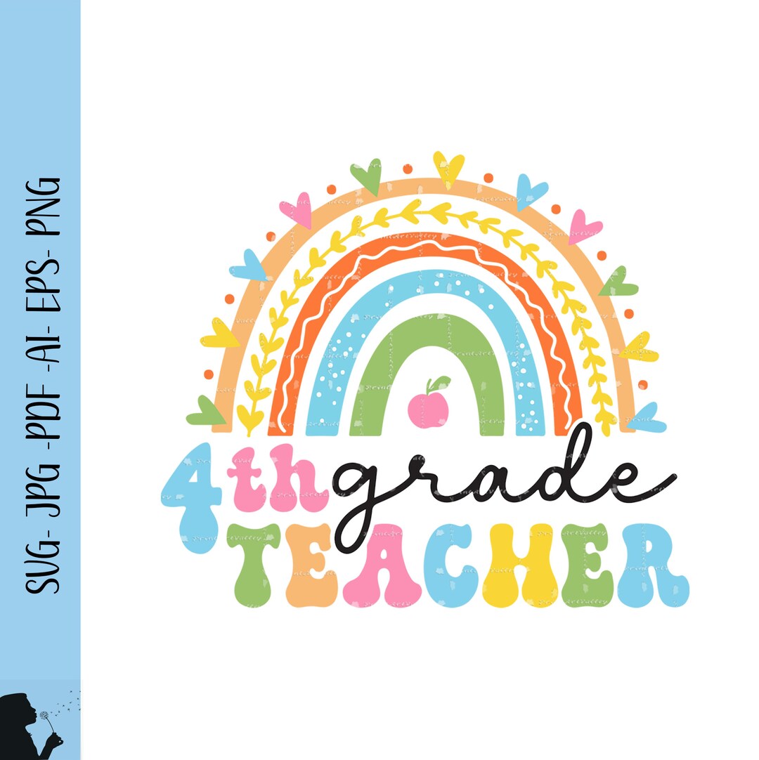 Fourth Grade Teacher Svg Png 4th Grade Gift for Teacher Grade Level Svg ...