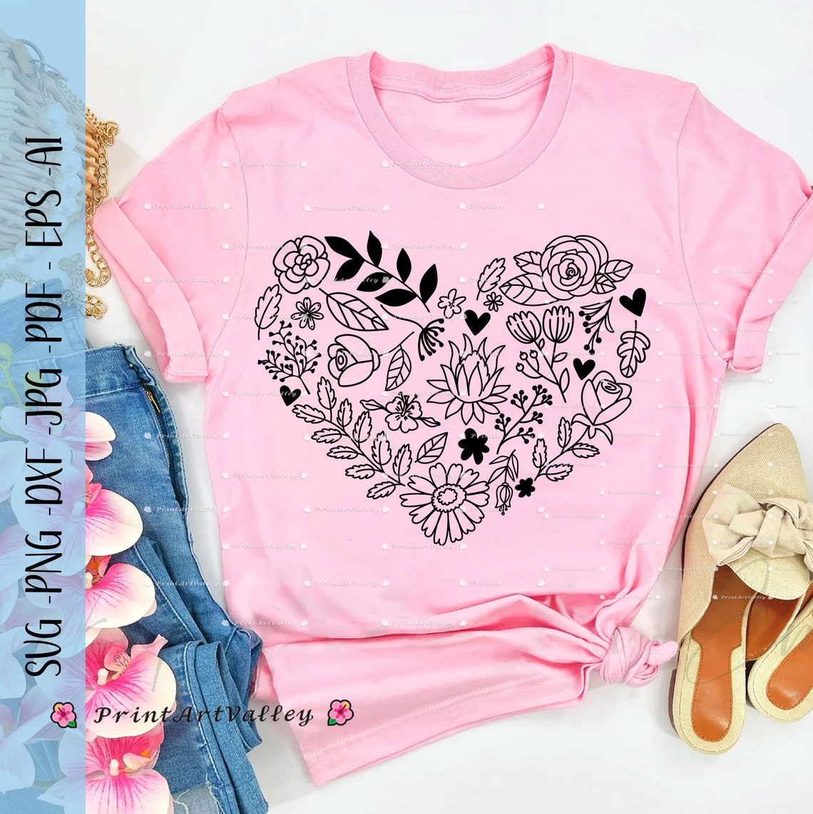 Flower Heart SVG, Floral Heart Svg, Heart Wreath Svg, Floral Heart Svg ...