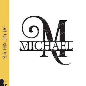 Split Monogram Letters SVG PNG DXF Custom Name Initials Ornaments Cricut Personalized Name Ornaments Charm Cutting File Split Monogram Font