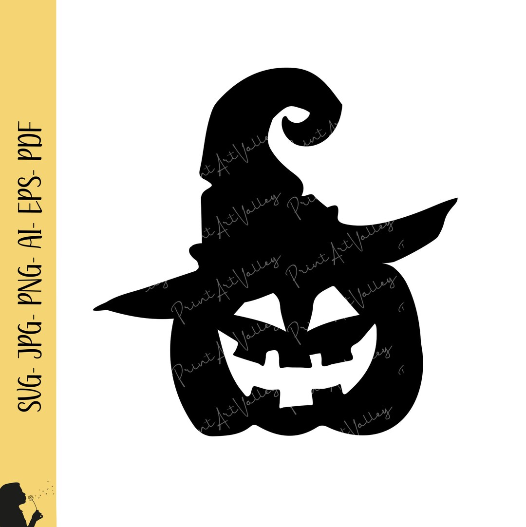 Pumpkin Witch Hat SVG Pumpkin PNG Cute Pumpkin Jack O Lantern Svg File ...