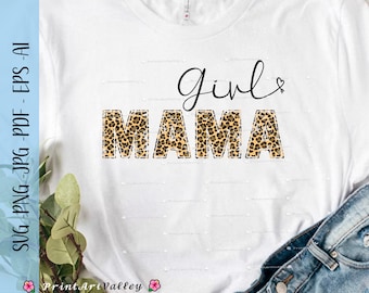 Girl Mama Leopard Print Girl Mama Png Mom of Girls Sublimation PNG Girl Mama Svg Leopard Print Mama Design Girl Digital Mother's Day Gift