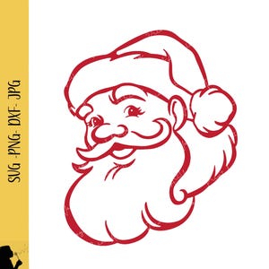 Santa Svg Retro Santa Face Png Old School Christmas Retro Santa Claus Png Santa Head Funny Santa Svg Dxf Cricut File Santa Outline Clipart