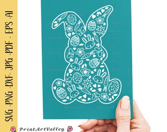 Easter SVG, Floral Bunny SVG, Spring SVG, Happy Easter Svg, Flowers Svg, Easter Shirt Svg, Files For Cricut, Sublimation Designs Downloads