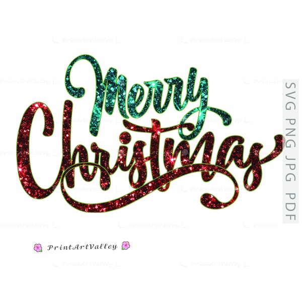 Glitter Christmas Png Sublimation Hand Lettering Saying Christmas Sublimation Design Download Merry and Bright Sublimation Text Png