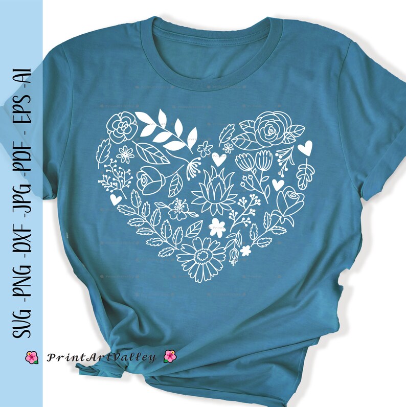 Flower Heart SVG, Floral Heart Svg, Heart Wreath Svg, Floral Heart Svg ...