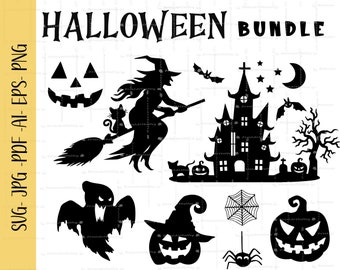 Halloween SVG PNG Bundle Happy Halloween Scary Cut File Cricut Svg Pumpkin Fall Svg Autumn Svg Ghost Svg Witch svg  Png Sublimation