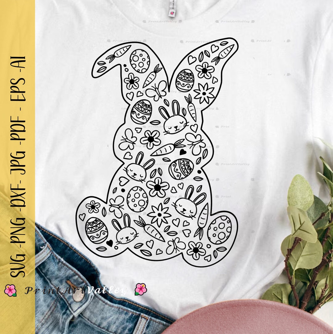 Easter SVG Easter Rabbit Png Floral Bunny SVG Spring Happy Easter Shirt ...