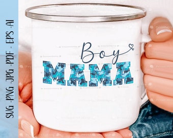 Boy Mama Blue Camo Png Svg Mom of Boys Sublimation PNG Boy Mama Shirt Camouflage Print Mama Design Boy Mama Varsity Mother's Day Gift Png