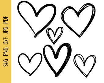 Herz SVG Bundle Herz Handgezeichnete Herzen Png Offenes Herz SVG Doodle Herz Skizze Herzelement Liebe Valentine SVG Cricut Datei Cut Dxf Umriss