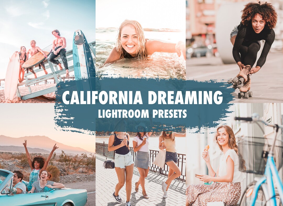 10 California Dreaming Lightroom Presets Mobile Desktop Vibrant, Summer