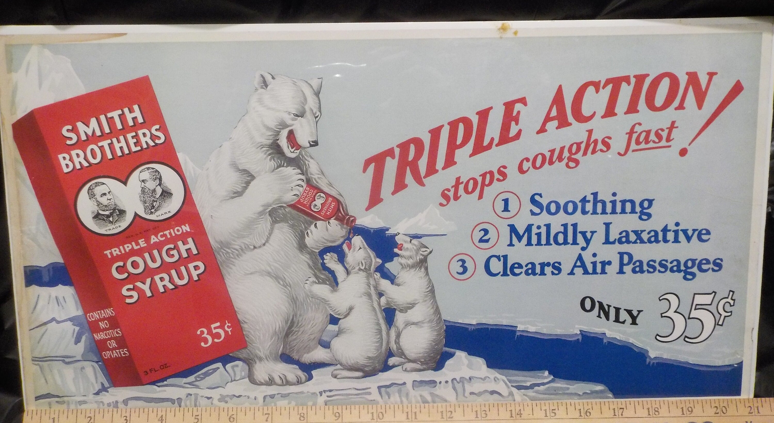 Rare Vintage Smith Brothers Cough Syrup Trolley Sign Lithograph Etsy