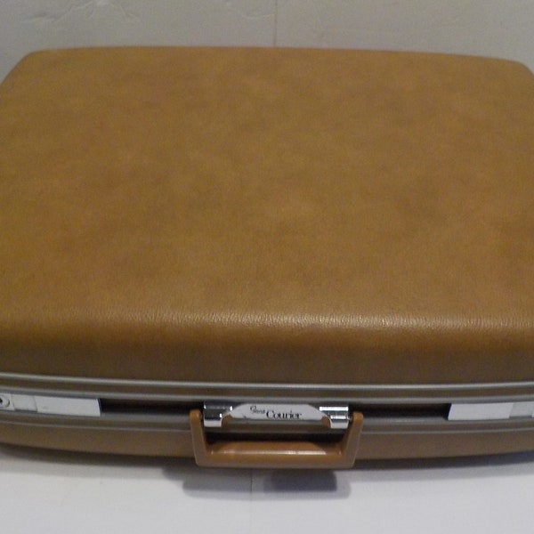 Large Vintage Brown Sears Courier By Samsonite Hard Luggage - With Keys