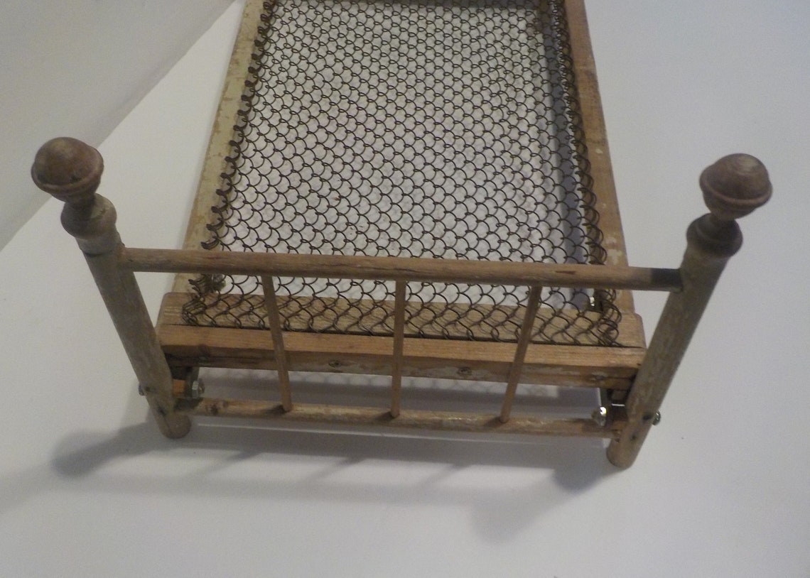 Vintage Wooden Folding Doll Bed Etsy