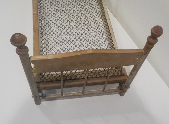 Vintage Wooden Folding Doll Bed Etsy