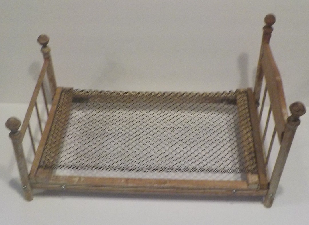 Vintage Wooden Folding Doll Bed Etsy